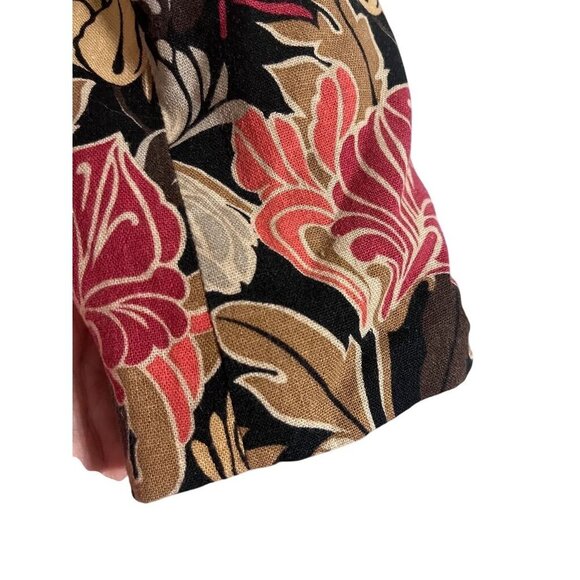 Linen Floral Jacket 6P Black Boho Western Old Money Classic Chic Preppy Retro - Picture 2 of 10